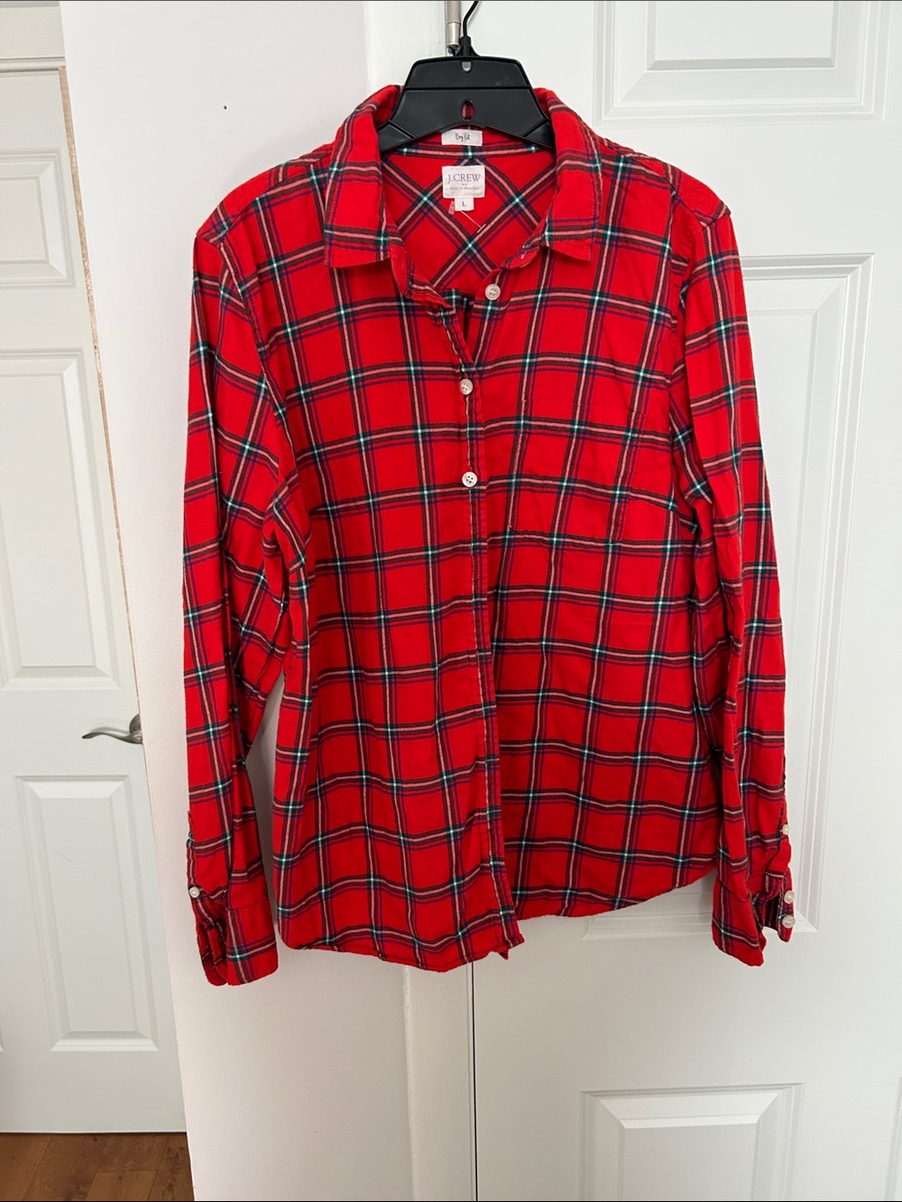 J. Crew Red Plaid Long-Sleeve Button-Down Shirt